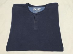 Marine Layer Weekend Sport Navy Blue Pullover Waffle Long Sleeve Henley Shirt MD