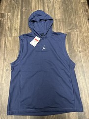 Nike Air Jordan Sleeveless Hoodie Dri-FIT French Terry Men’s L Navy DZ0571-091