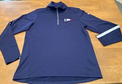 Under Armour Loose 1/4 Zip Pullover Athletic Blue Nautical Flag Emblem EUC