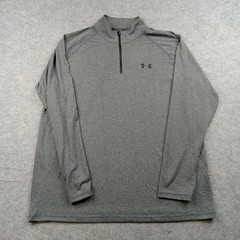 Under Armour Pullover Mens Large Gray HeatGear 1/4 Zip Long Sleeve Top 1242220