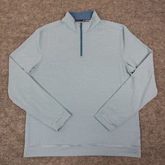 Southern Tide Quarter Zip Pullover Mens L Blue Striped Performance Golf Shirt