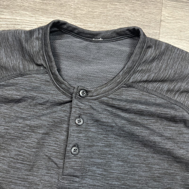 Lululemon Metal Vent Tech Charcoal Gray Henley Long Sleeve Top Mens Large gallery