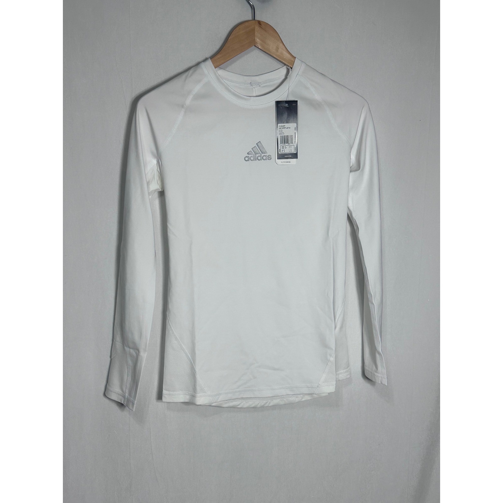 Adidas Alphaskin Techfit Compression Long Sleeve Shirt White Mens Small CW9487 gallery