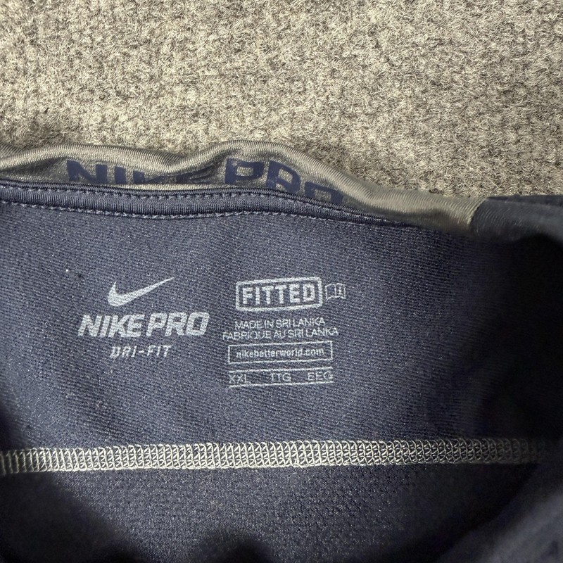 Nike Pro Dri-FIT Shirt Mens 2XL Blue Long Sleeve Fitted Base Layer Top gallery