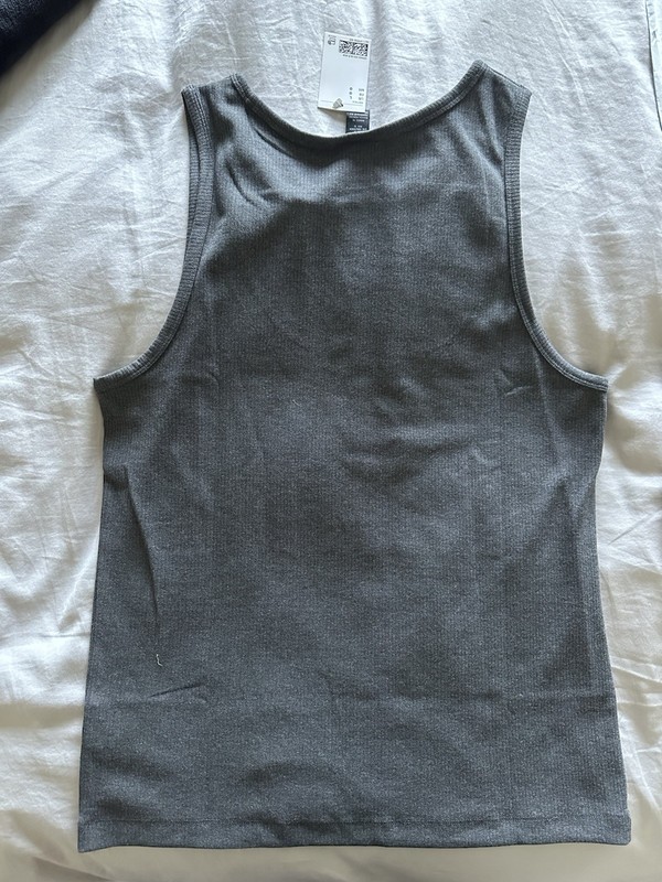 NEW Mens H&M Slim Fit Ribbed Tank Top - Dark Grey Charcoal Size Large gallery