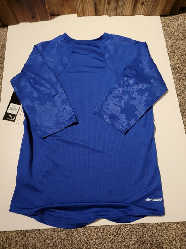 NWT Adidas Phenom Climacool Shirt Baseball 3/4 Sleeve Tech Blue YMed A10 gallery