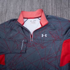 Under Armour Mens XL All Season Gear 1/4 Zip Running Pullover Grey Red 1265029