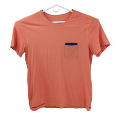 Lululemon R.A.D Run All Day Short Sleeve Mens Shirt Size XL? Orange Blue Striped