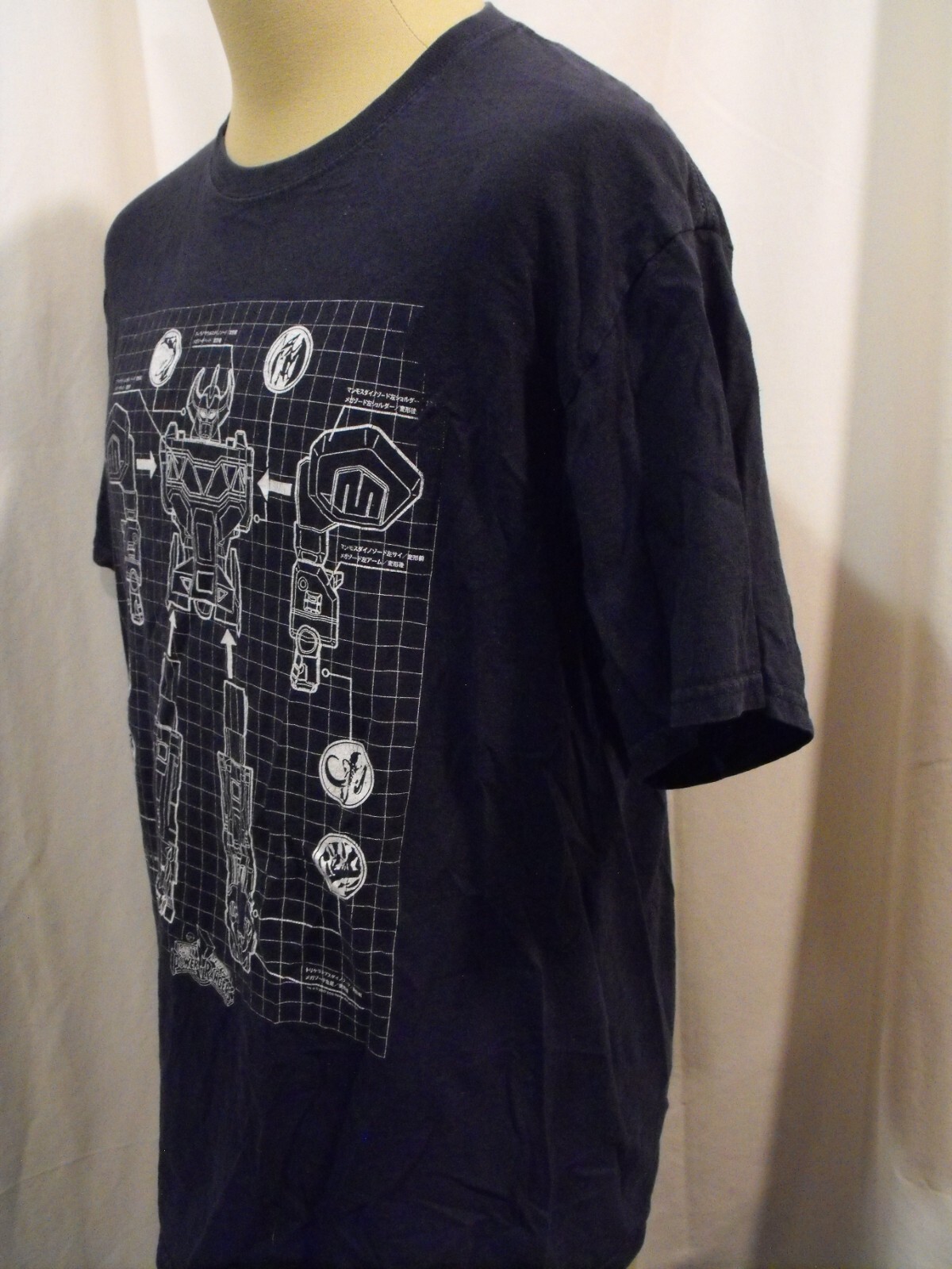 Mighty Morphin Power Rangers Megazord Gundam Dark Blue T Shirt - Men's Large gallery