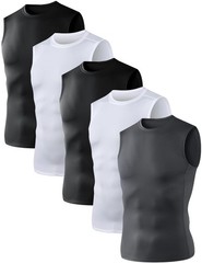 5 Pack Men’s Athletic Compression Shirts Sleeveless Tank Top Base Layer Sport…