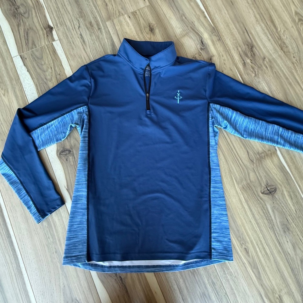 LRD Performance Mens Medium Pullover 1/4 Zip Long Sleeve Shirt Blue