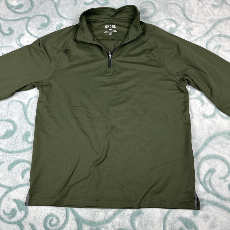 Rhone 1/4 Zip Pullover Mens S Performance Workout Gym Lifting Long Sleeve Green gallery