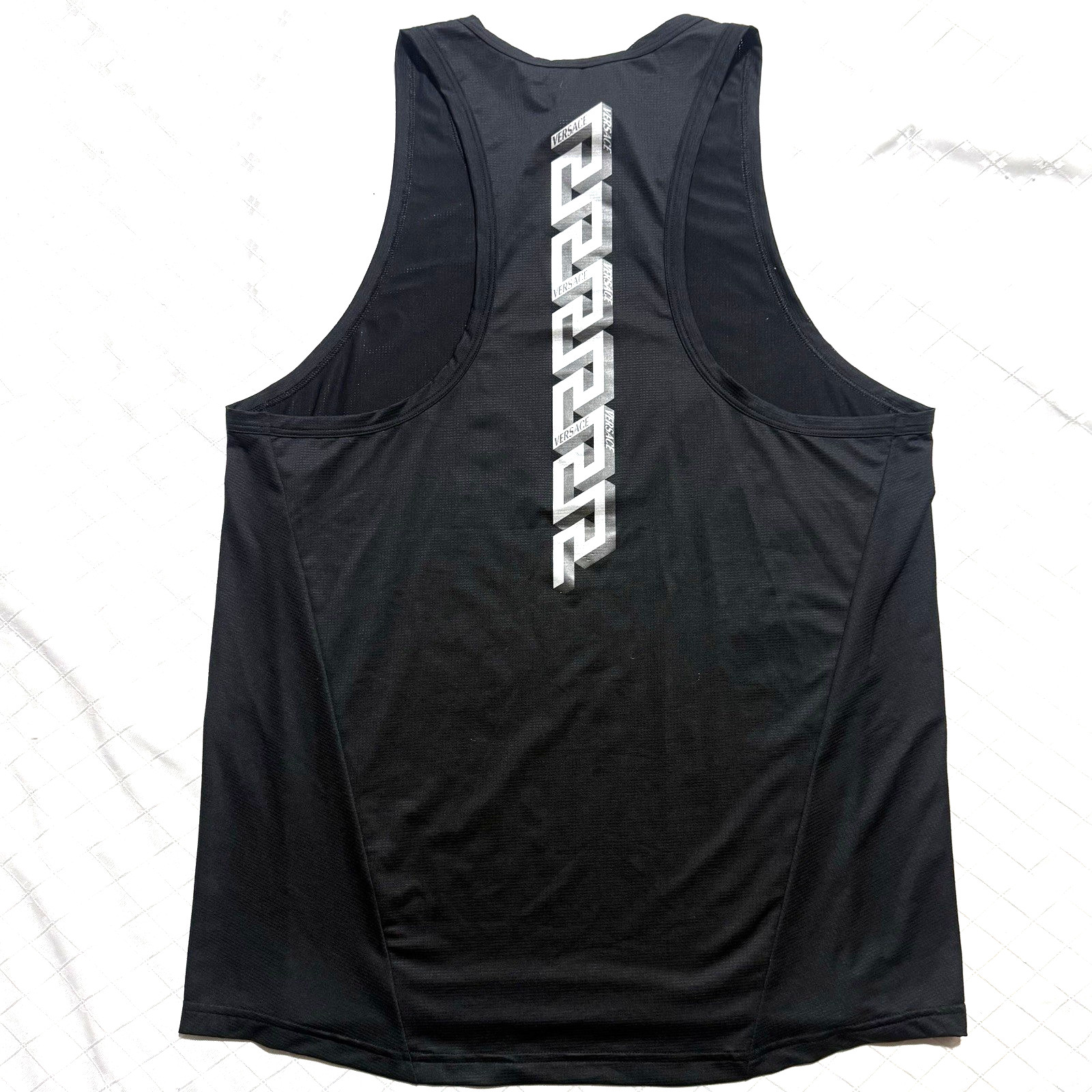 Versace Greca Jersey Tank Top Size Small Black Athletic Designer Made In Italy gallery