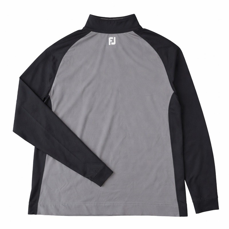 FootJoy Pullover Mens L Gray/black/white Quarter Zip Performance Golf Shirt gallery