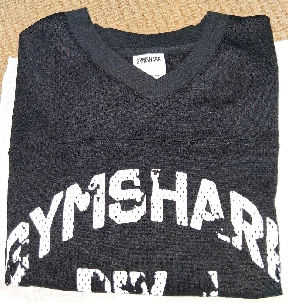 GYMSHARK 'Mesh Oversized Graphic Football Jersey' Men's T-Shirt Black S *NWT*