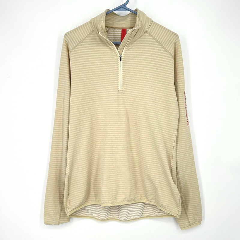 The Mountain Studio Mens M Beige Striped Quarter Zip Pullover Long Sleeve Shirt gallery
