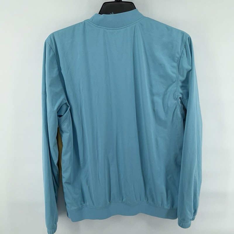 Men’s Nike Shield Victory Golf Rain Windbreaker Crew Pullover Blue Yellow Medium gallery