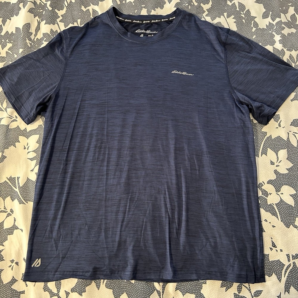 Eddie Bauer Motion Tee Men's XL Blue Heathered Short Sleeve Performance Shirt