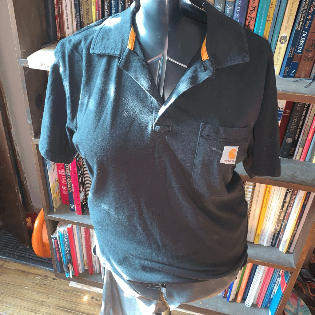 Carhartt destroyed distressed washed black M relaxed fit polo gallery
