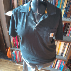 Carhartt destroyed distressed washed black M relaxed fit polo