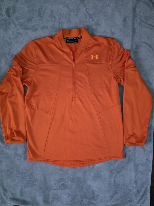 Under Armour ColdGear 1/2 Zip Pullover Men's Large Orange Loose Fit Jacket gallery