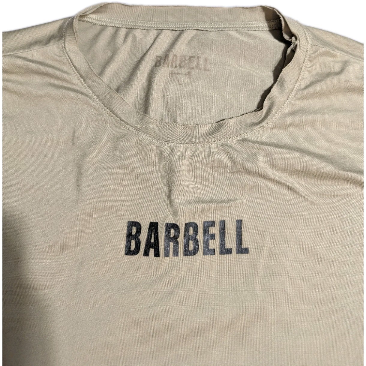 Barbell Apparel Long Sleeve Performance Shirt Mens L Beige Gym Athletic Tee gallery