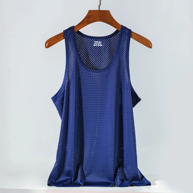 New Mens Mesh Vest Ice Silk Quick-drying Bodybuilding Tank tops Fitness Muscle S gallery