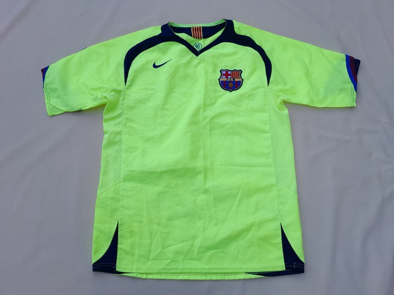 Vintage FC BARCELONA T90 Jersey Mens M Neon Yellow Soccer Drill Training Top gallery