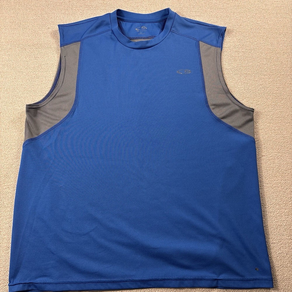 Champion Double Dry Athletic Tank Top Men Large Blue/Gray Faded Logo Workout