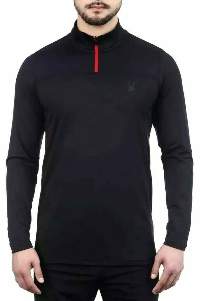 SPIDER Active ProWeb Black Fleece Lined 1/4 Zip Stretch Performance Pullover L gallery