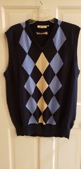 PERRY GOLF BY GLEN MUIR ARGYLE SWEATER VEST SIZE LARGE BLUE AND BEIGE