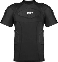 Men’s Padded Compression Shirt Short Sleeve for Sports & Training – Adult Black