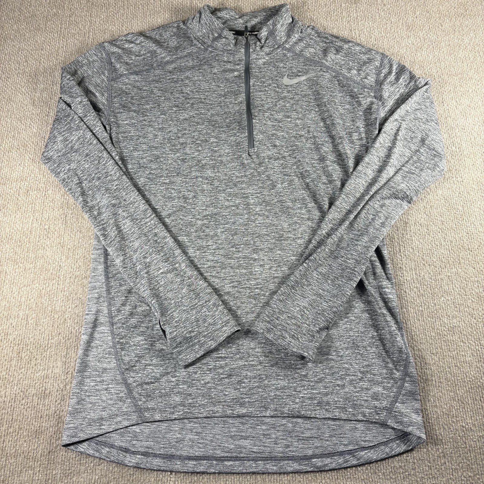 Nike Dri-FIT Running Pullover Mens Small Gray Half Zip Thumbholes 857820-021 gallery