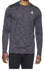 Reebok Mens Stride Performance Long Sleeve T-Shirt-Black Heather-Sm or Med-NWT