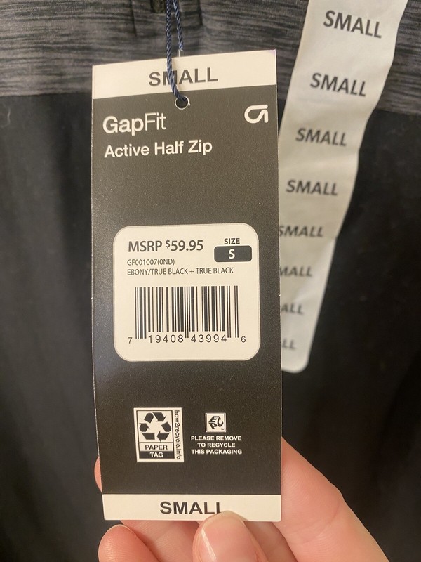 GAP Fit Men's Long Sleeve Active Half Zip Pullover Gray/Black Size S gallery