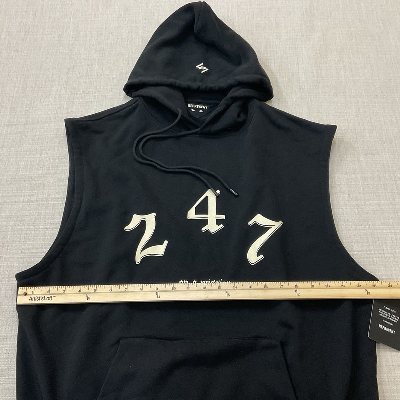 Represent 247 Black Sleeveless Oversized Men’s Hoodie XL Graphic on Back ~ NWT gallery