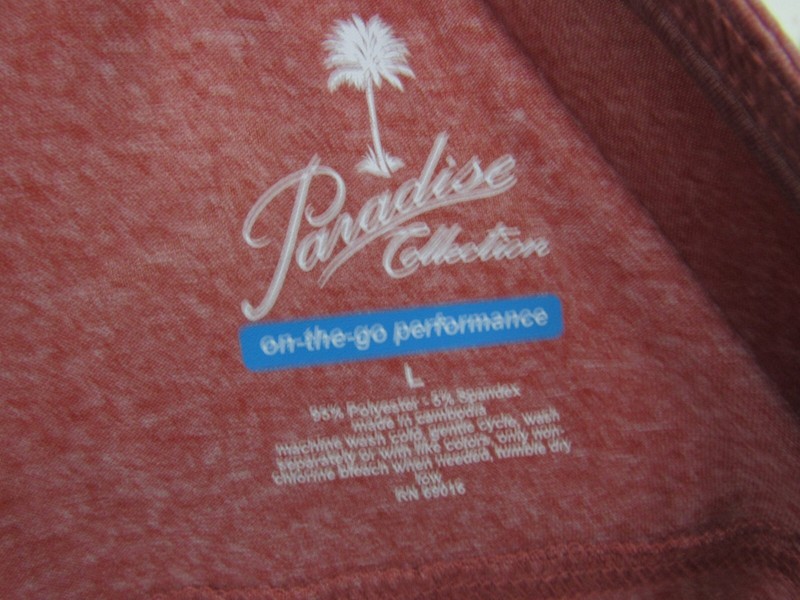 PARADISE COLLECTION, MEN'S RUST POLY BL SHORT SLEEVED ON-THE-GO SHIRT, SIZE L gallery