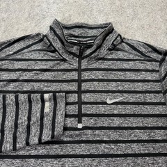 Nike DRI-FIT Vapor Running 1/2 Zip Pullover Top Men XL Gray Striped Long Sleeve
