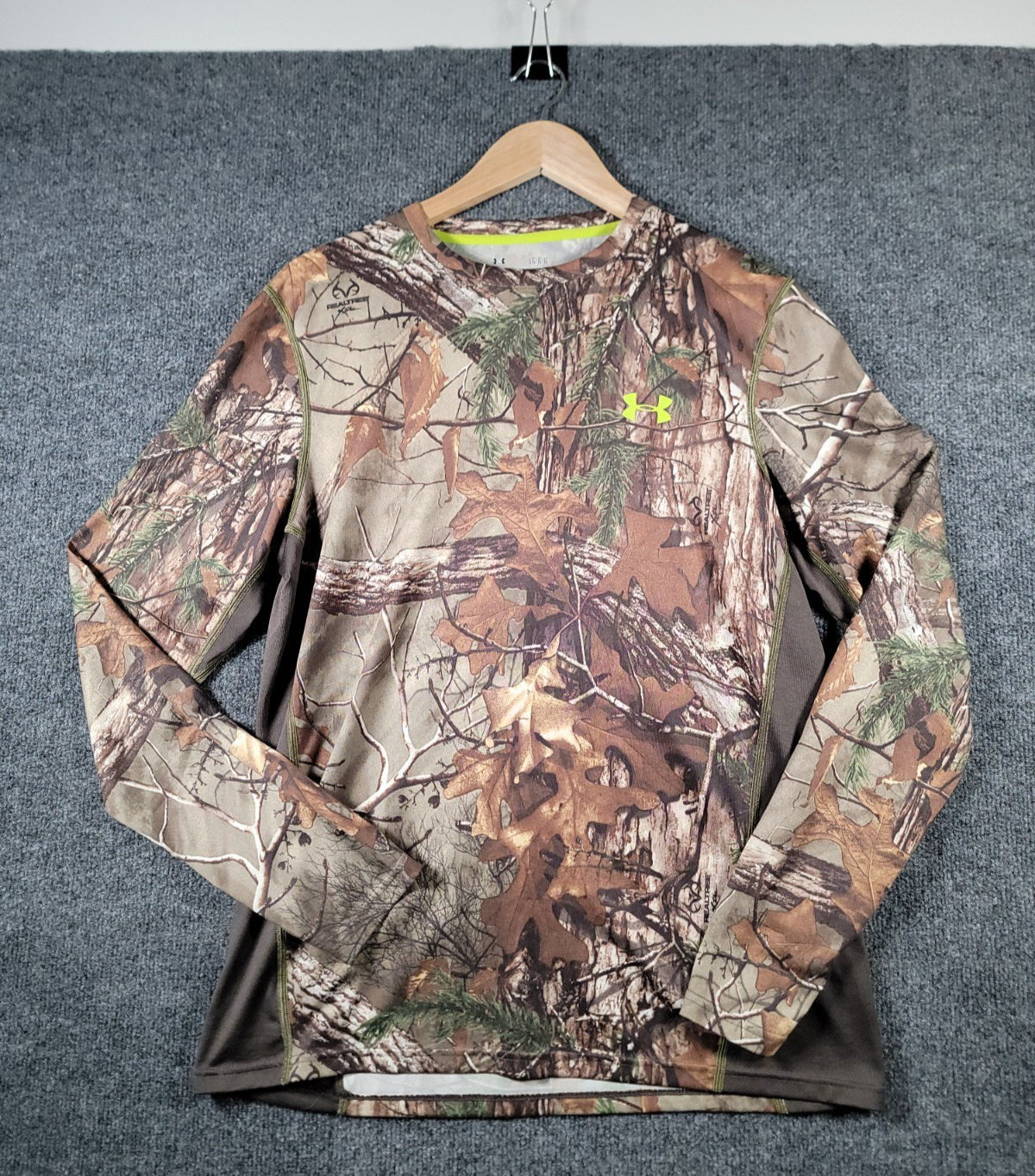Under Armour Shirt Mens Large Brown Camo Scent Control Heatgear Hunting Loose gallery
