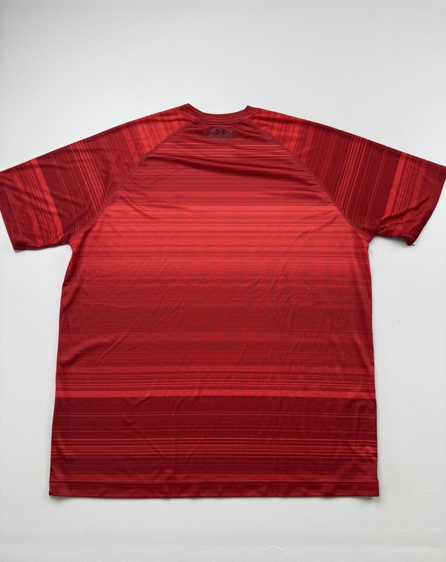 Under Armour HeatGear Shirt Mens XL Red Short Sleeve Stripe Performance Tee gallery
