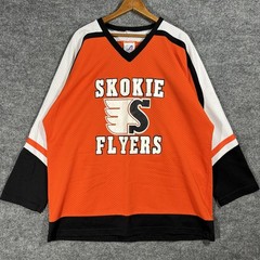 VINTAGE 90s Skokie Flyers Hockey Jersey Mens Size XL Illinois Game Used Worn