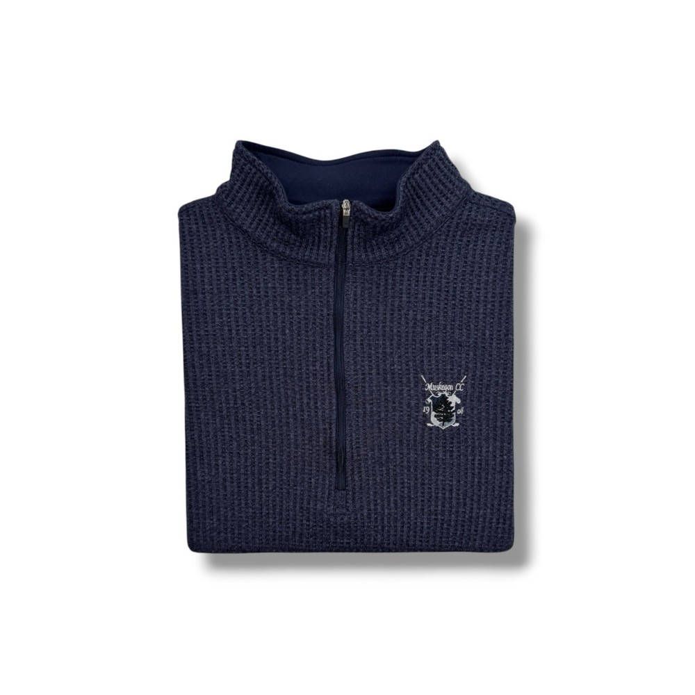 Straight Down 1/4 Zip Waffle Performance Pullover Mens Large • MINT CONDITION