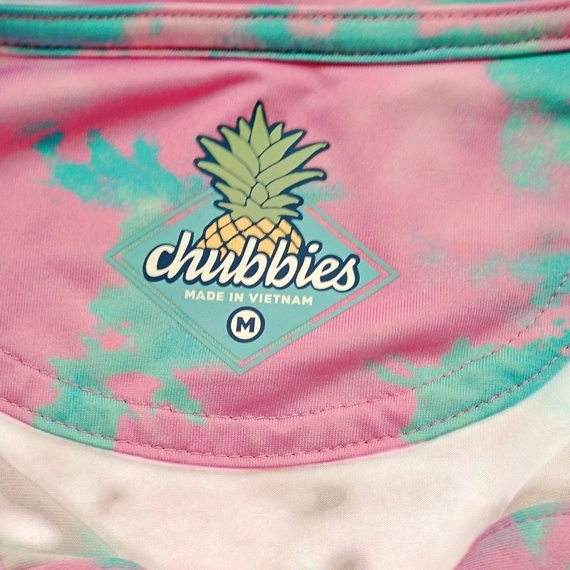 Chubbies Pink Blue Tie Dye Performance Golf Polo Men's MED Tennis UPF Wicking gallery