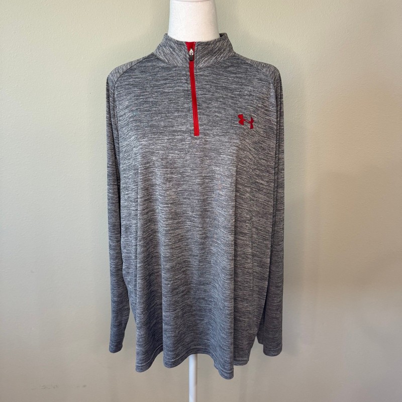 Under Armour XL Gray and Red Striped Quarter Zip Shirt gallery