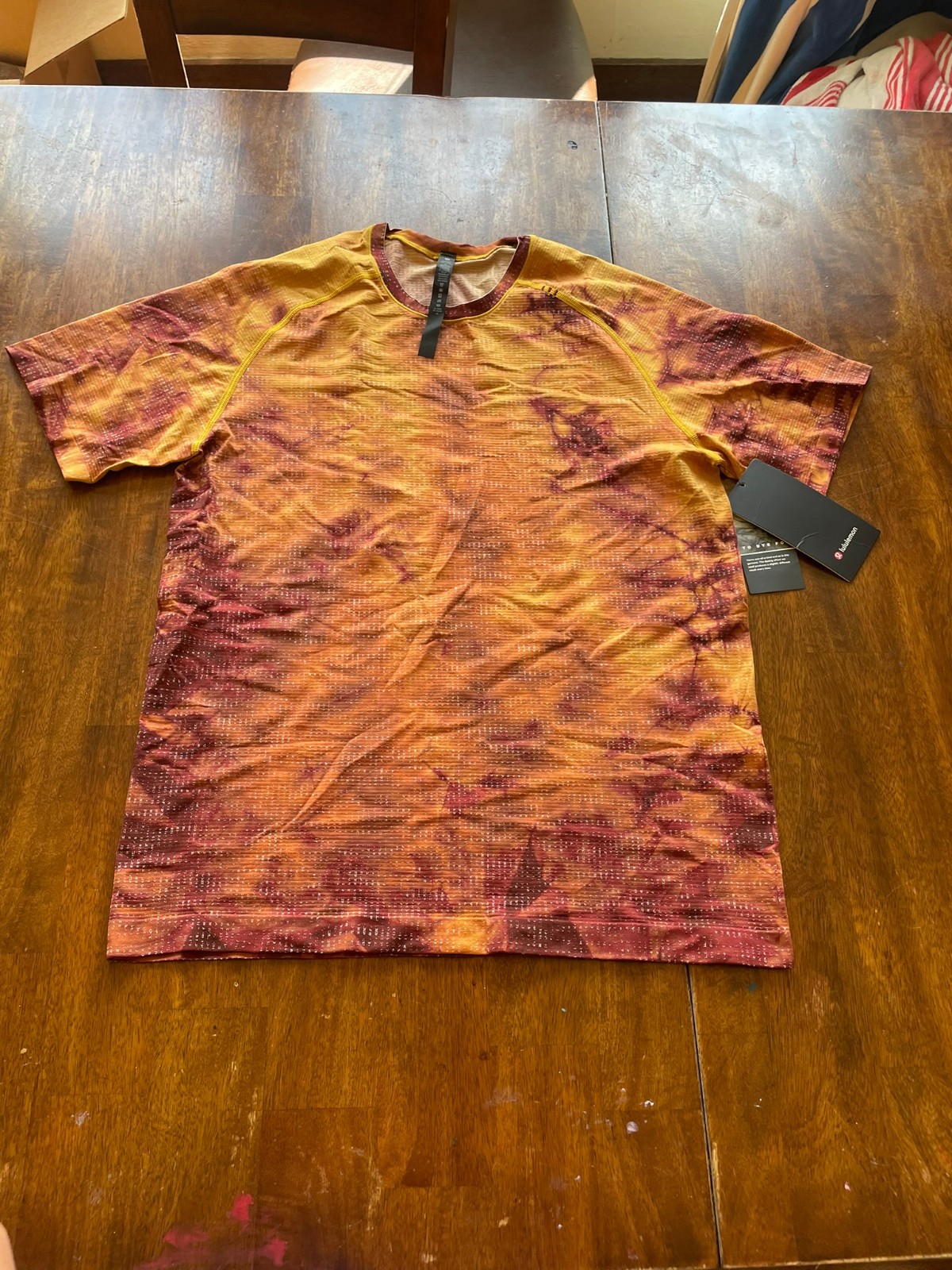 Lululemon Metal Vent Tech T 2.0 Men's Size L NWT To Dye For Marble Dye Rust Oran gallery
