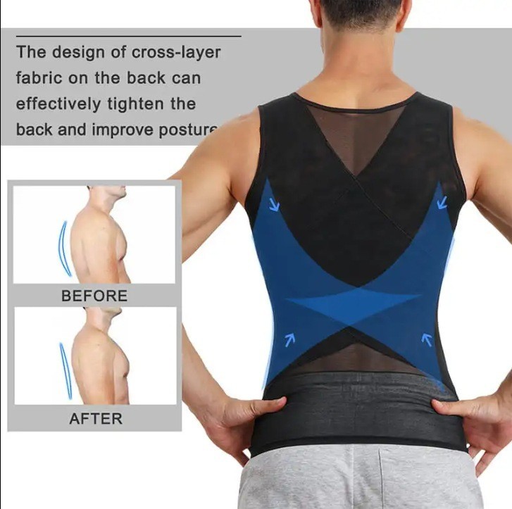 Mens Shapewear Vest High Elasticity Thin Chest Shaping Abdominal Compression Top gallery