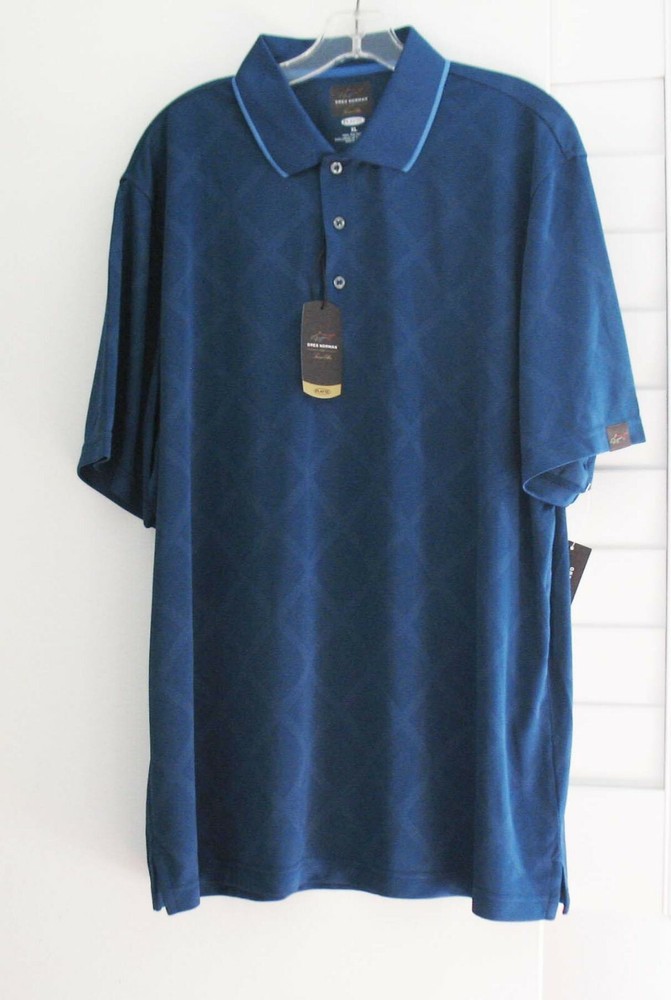 Greg Norman Tasso Elba Diamond Jacquard Performance Golf Polo Shirt Sz M - NWT