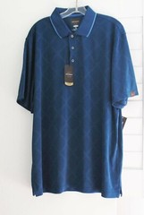 Greg Norman Tasso Elba Diamond Jacquard Performance Golf Polo Shirt Sz M – NWT