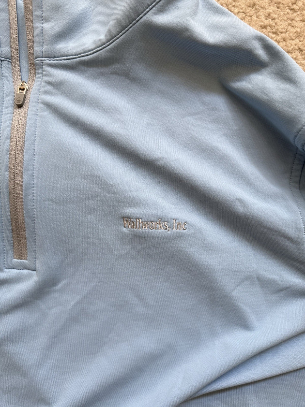Peter millar men's Blue Solid Polyester 1/4 Zip Top size L gallery