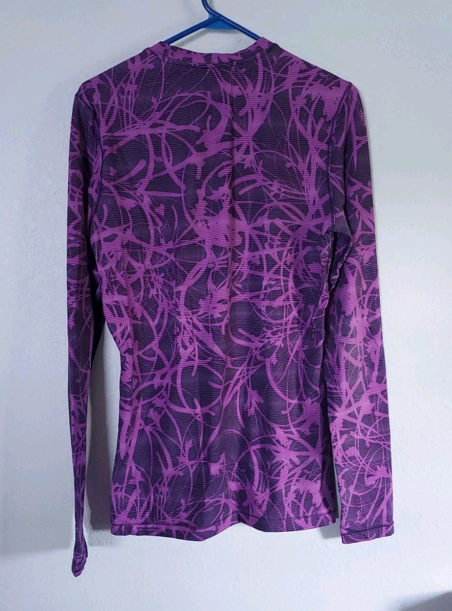 Adidas Techfit Men's Large Long Sleeve Compression Crew Neck Shirt Purple Black gallery